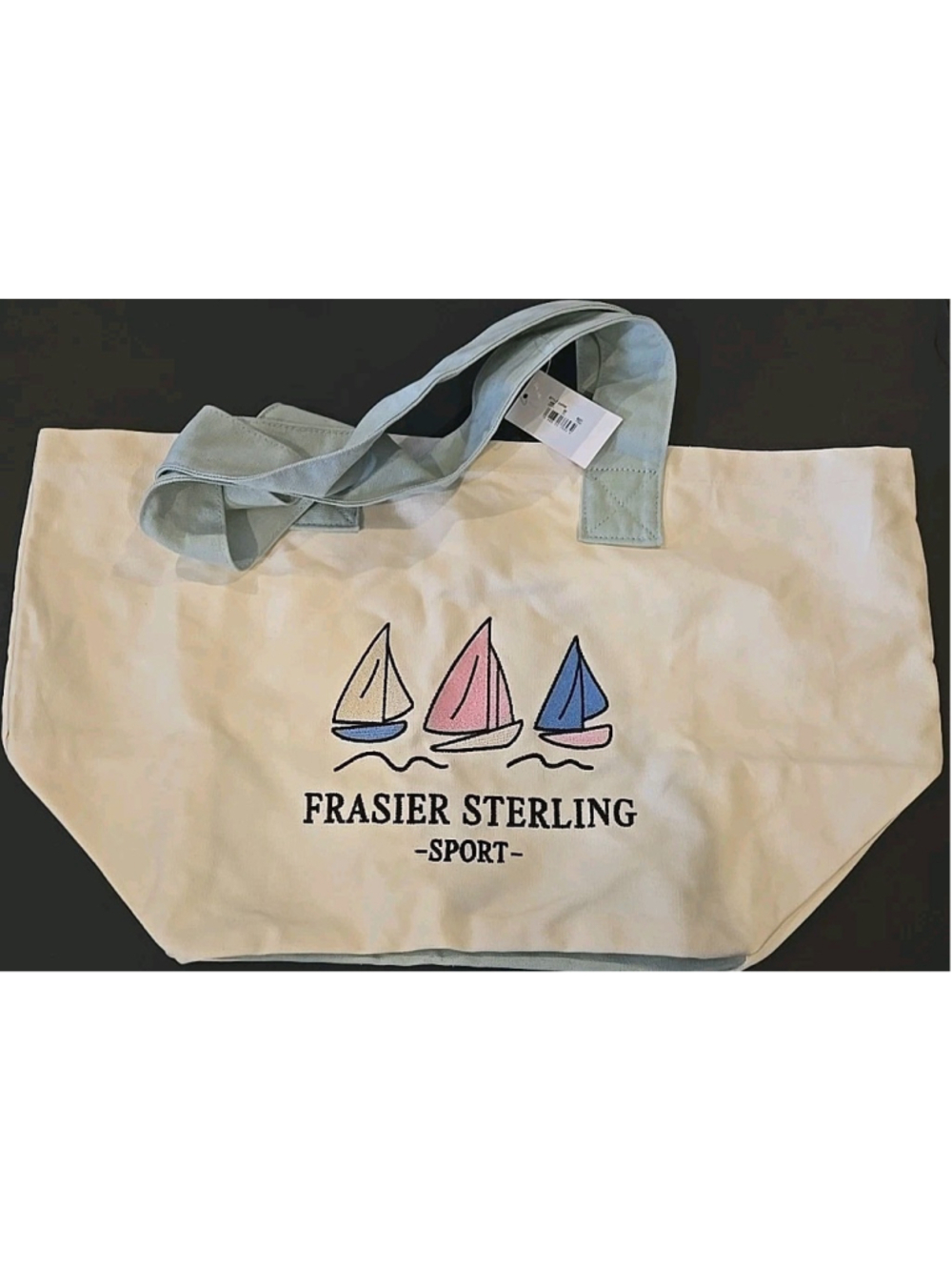 FRASIER STERLING SPORT SAIL BOATS TOTE BAG COTTON CANVAS Vacation Travel (D-08)